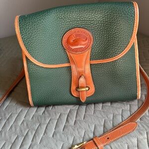 Vintage Dooney & Bourke Green and Tan Leather Bag
